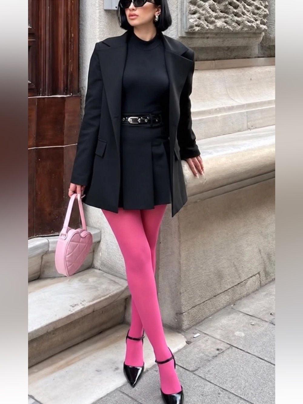Sz Large Tall Women Opaque Pink Tights Matte Durable 5.9- 6.3” 130-180lb